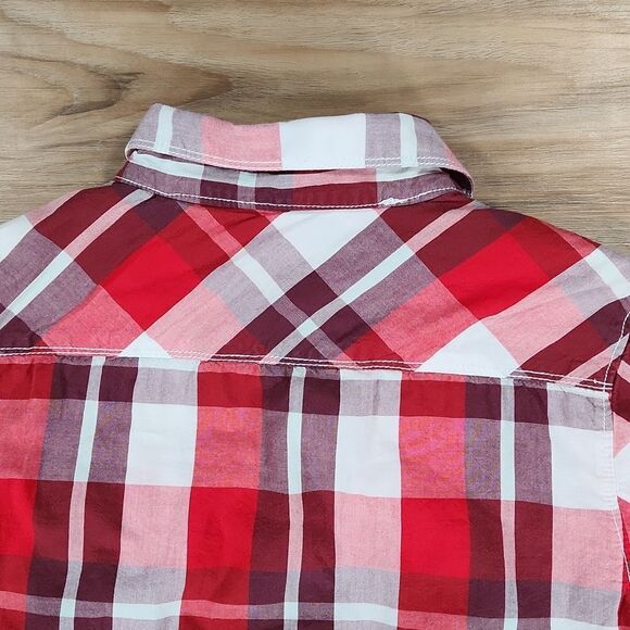 🧡Epic Threads Red & White Plaid Buttoned Shirt Medium - Picture 4 of 10
